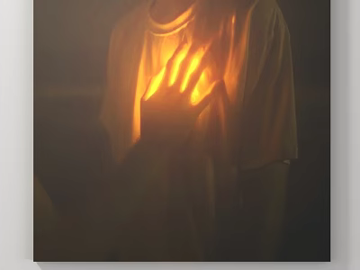 Softly Glowing Hand Illuminating White T-shirt In Dark Background Scene 3d model