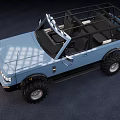 Light Blue Off Road SUV With Large Tires Roof Lights And Rugged Exterior