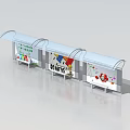 Transparent Roof Bus Shelter with Colorful Advertisement Posters and Text