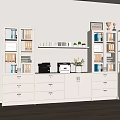 Modern White Bookcase With Glass Doors And Multiple Storage Shelves
