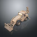 Sand Colored Multi functional Utility Vehicle With Front Loader Bucket And Rear Arm