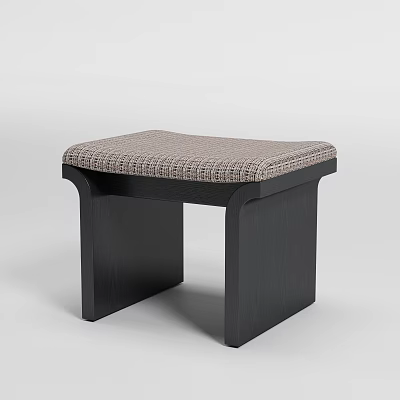 Modern Stool With Black Frame And Plaid Fabric Seat Design 3d model