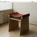 Wooden Side Table With Red Padded Top For Modern Living Room Interior