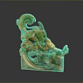 Decorative Furniture Ornament Featuring Green And Gold Dragon Shaped Glazed Design