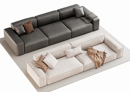 Modern double sofa multiplayer sofa corner sofa 3d model