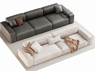 Modern double sofa multiplayer sofa corner sofa 3d model