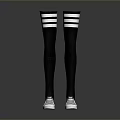 Black Over The Knee Socks with White Stripes Paired with White Sneakers