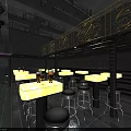 Modern Bar Interior With Stylish Lighting Design And Yellow Counter Stools