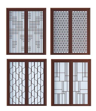 Modern sliding door sliding door combination 3d model