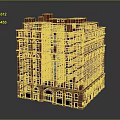 Red Brick Multi Story Building With Arched And Rectangular Windows And Ground Floor Entrance 3d model