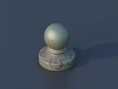 Green Sphere Art Painting Tool and Red Speckled Musical Instrument Base 3d model