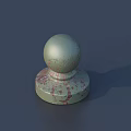 Green Sphere Art Painting Tool and Red Speckled Musical Instrument Base