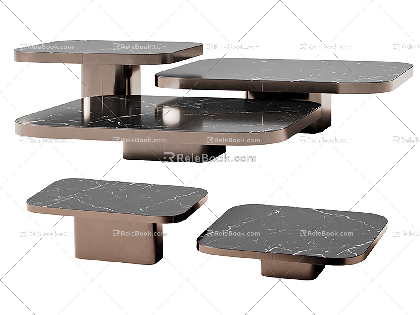 Simple Coffee Table Coffee Table Side Table Marble Coffee Table 3d model