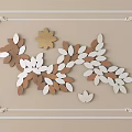 Decorative Wall Hanging With Brown White Leaves And Yellow Flower In Carved Frame