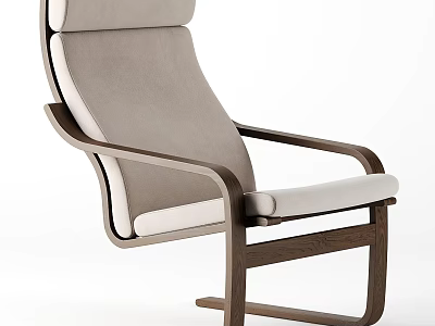 Modern High Back Accent Chair With Gray Upholstery And Wooden Frame Design 3d model