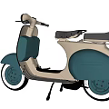 Vintage Teal And Beige Motorcycle With Classic Design And Retro Wheels