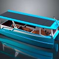 Blue Modern Yacht Design With Solar Panels And Interior Elements