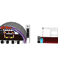 Event Stage With Curved White Canopy Elbow Branding Orange Purple Decor Metal Frame Red Components