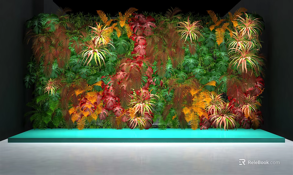 Vibrant Living Plant Wall Featuring Colorful Foliage And Indoor Decorative Design 3d model 