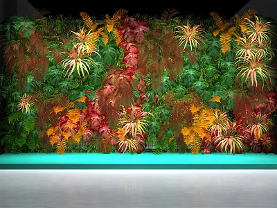 Vibrant Living Plant Wall Featuring Colorful Foliage And Indoor Decorative Design 3d model