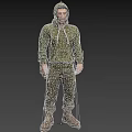 Man in Green Hoodie and Khaki Pants Standing with Brown Boots on Dark Background