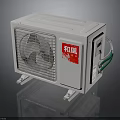 White Air Conditioner Outdoor Unit With He Feng Brand Fan And Connecting Wires
