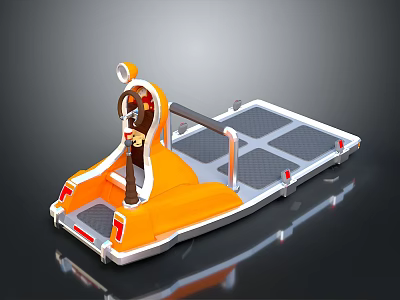 Orange Small Utility Vehicle Featuring Cabin Grid Platform And Rear Lights 3d model