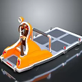 Orange Small Utility Vehicle Featuring Cabin Grid Platform And Rear Lights 3d model