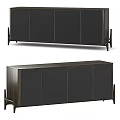 Modern Dark Wood Sideboard With Sleek Cabinet Doors And Tapered Legs