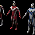Three Ultraman Heroic Characters As Fictional Beings In Distinct Red White Blue Suits