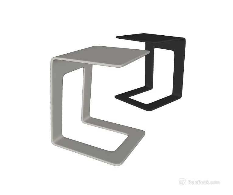 Modern Minimalist Side Tables Gray And Black With Sleek Geometric Frame Design 3d model 