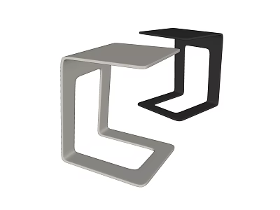 Modern Minimalist Side Tables Gray And Black With Sleek Geometric Frame Design 3d model