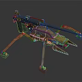 Mechanical Spider Inspired Machine Gun Structure With Metal Legs And Details 3d model