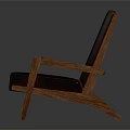 Single Sofa With Dark Leather Upholstery Wooden Frame Armrests And Modern Design