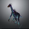 Unique Dinosaur Like Fantasy Creature In Purple Blue With Crest And Long Claws