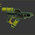 Futuristic Sci Fi Weapon Design With Yellow Cylindrical Parts Black Body And Radioactive Symbol