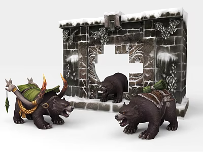 Modern game character bear alien god beast god game character 3d model