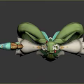 Fantasy Female Character With Pink Hair Green White Outfit Floral Crown And Feathered Orb