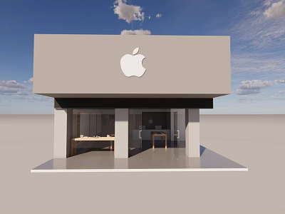 Modern Apple Store Exterior With White Logo And Display Windows 3d model