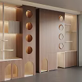 Modern Wooden Pet Cabinet Interior With Circular Holes Shelves And Lighting