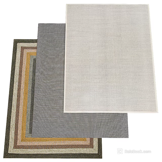 Stylish Square Rugs with Woven Patterns and Neutral Color Options 3d model
