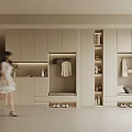 Modern Beige Shoe Cabinet With Storage Shelves Seating Bench And Hanging Hooks