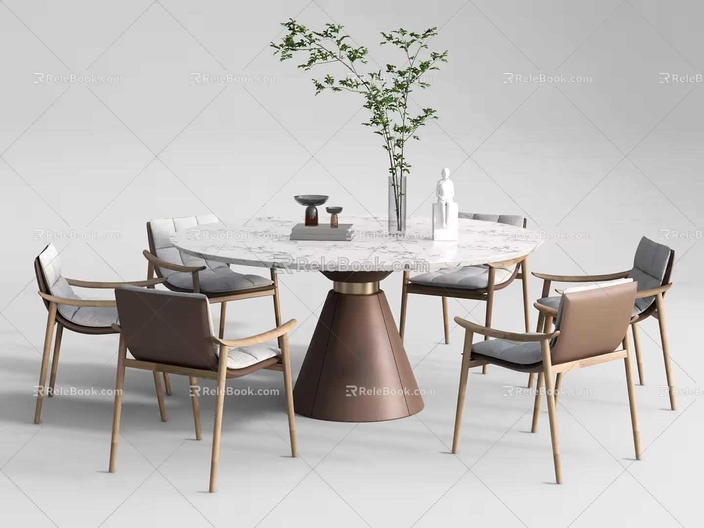 Modern Dining Table and Chair Combination Dining Table and Chair Round Table 3d model