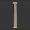 Classical Roman Column with Fluted Shaft and Corbelled Capital in Marble Architectural Design