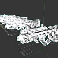 Orange Sci-Fi Weapons With Futuristic Tactical Features Arranged In A Row 3d model