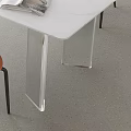 Modern Dining Table Set With White Marble Top And Four Orange Cushioned Black Metal Chairs