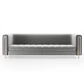 Modern Grey Upholstered Sectional Sofa With Metal Legs And Tufted Design 3d model