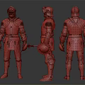 Three Medieval Knight Characters Wearing Silver Armor Shown From Different Angles 3d model
