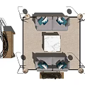 Modern Minimalist Sofa Coffee Table Set With Floor Lamps And Circular Wall Decor
