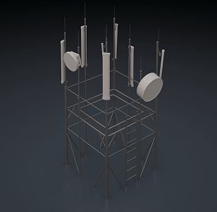 modern signal tower roof signal tower antenna 3d model